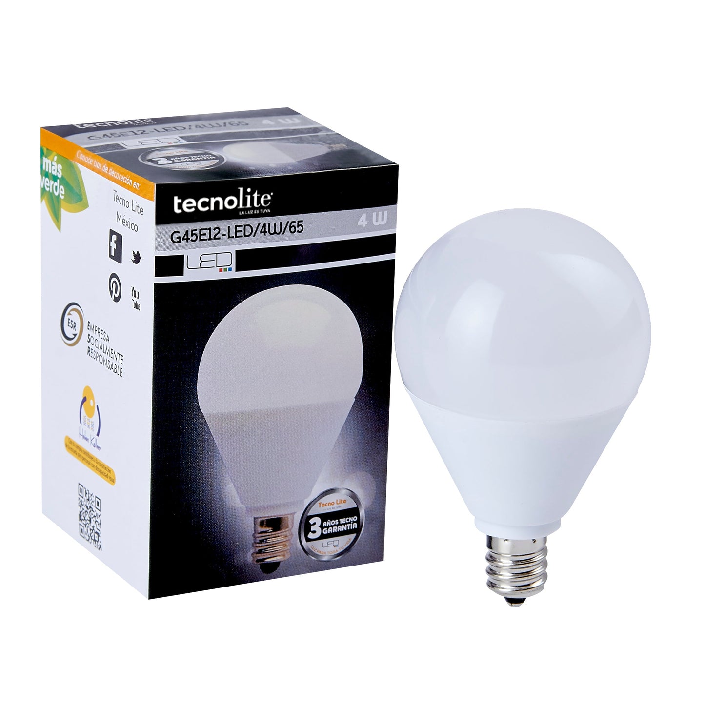 Foco G45 Glo TECNO LITE G45E12-LED/4W/65 Tienda EEGSA