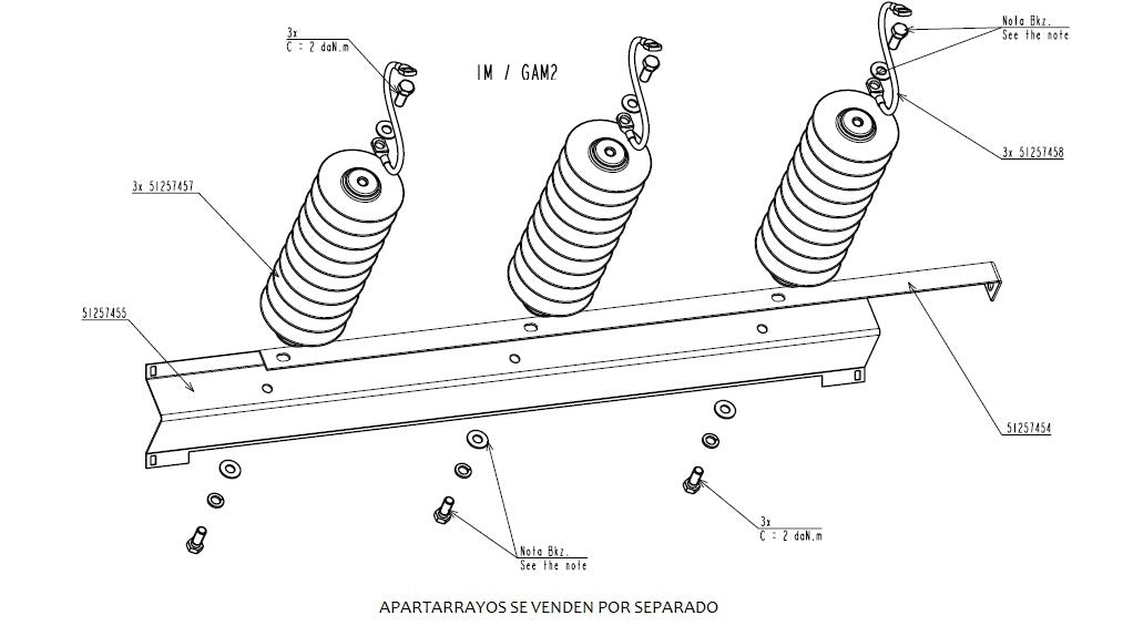 Kit de Soporte para apartarrayos en celda GAM2 SCHNEIDER SM62ACQEH6XSUA0003