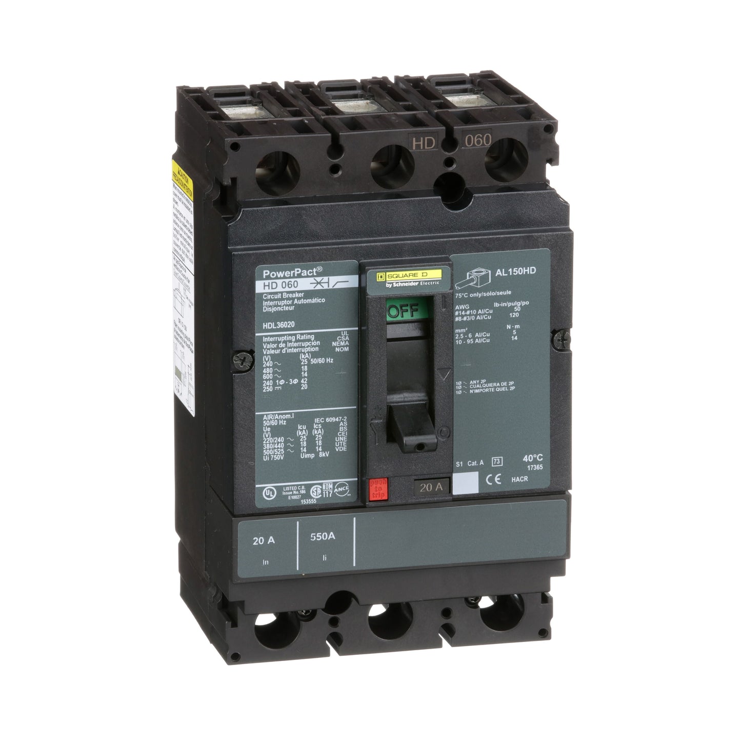 INTERRUPTOR 020A Schneider HDL36020 Tienda EEGSA