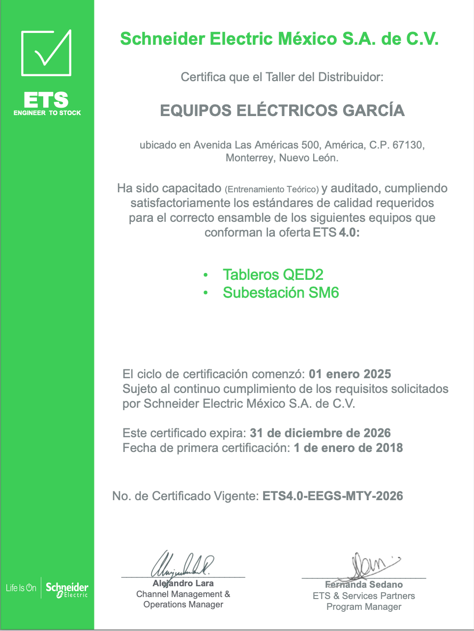Certificado ETS