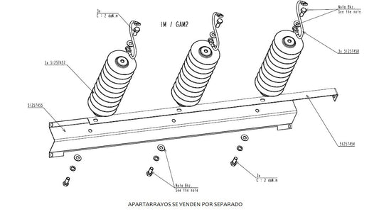 Kit de Soporte para apartarrayos en celda GAM2 SCHNEIDER SM62ACQEH6XSUA0003